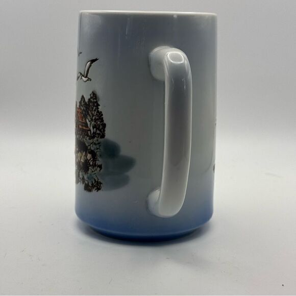 Vintage engraved lighthouse, seagull mug unmarked - Picture 5 of 6